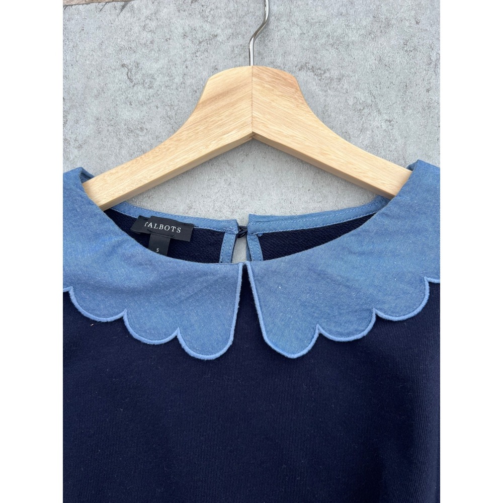 Talbots Chambray Peter Pan Collar Sweatshirt Navy… - image 4